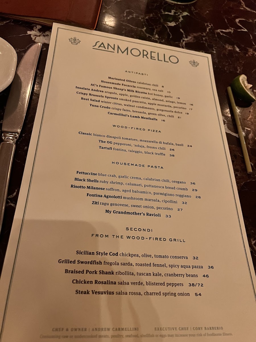 San Morello Menu - Image 1